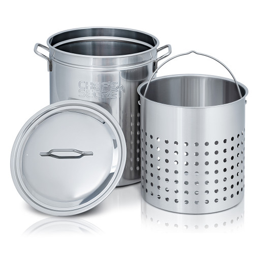 Chefs Secret 44 Quart Stainless Steel Stockpot with Basket - KTSP44