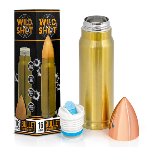 Brass and Copper Finish Bullet Vacuum Bottle Holds 16.9 oz