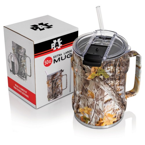 50oz Camouflage Extra-Large Stainless-Steel Mug with Lid & Handle