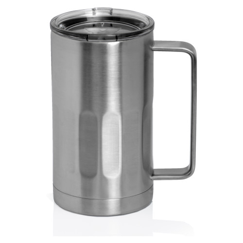 Stainless Steel 20 Ounce Double Walled Vacuum Beer Mug with Lid 