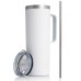 20oz Stainless Steel Skinny Tumbler With Handle and White Finish