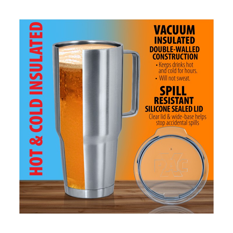 64oz Stainless Steel Double Vacuum Wall Tumbler with Handle and Lid  KTXTUM64H