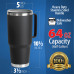 64oz Black Double Vacuum Wall Stainless Steel Tumbler with Lid