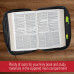 Black Zippered Leather Bible Cover with Pen Holder and Side pocket