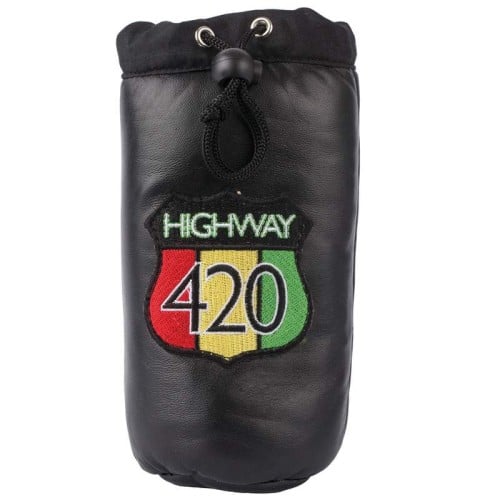 Highway 420 Black Genuine Leather Pipe Storage Bag
