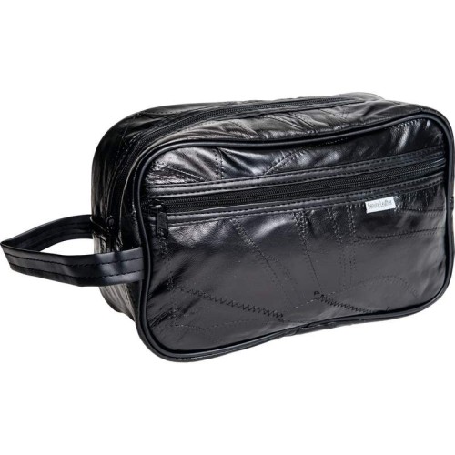 Embassy Italian Stone Design Black Leather Personal Travel Bag