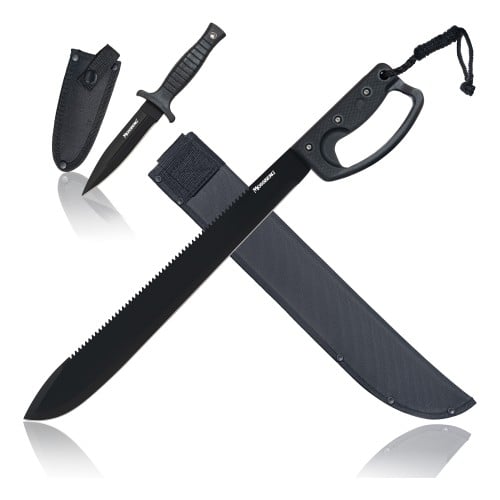 Machete and Boot Knife Combo with Sheaths, 18 Inch Blade