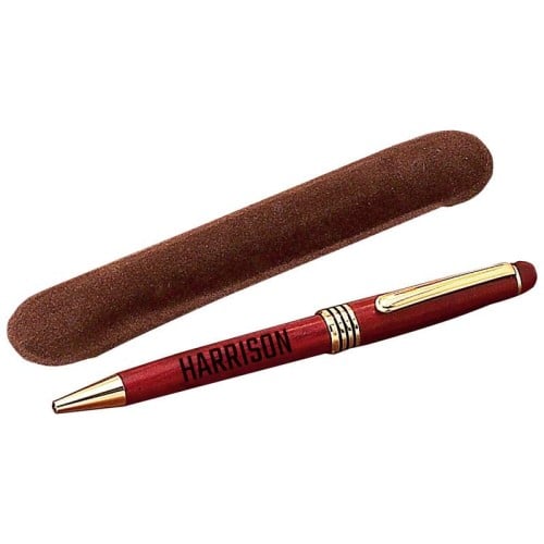 Rosewood Twist Action Executive Pen with Brass Clip and Engraving