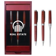 3pc Pen, Pencil and Letter Opener in a Wood Case with Engraving