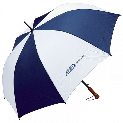 All-Weather Navy/White 60" Auto-Open Golf Umbrella with Imprint