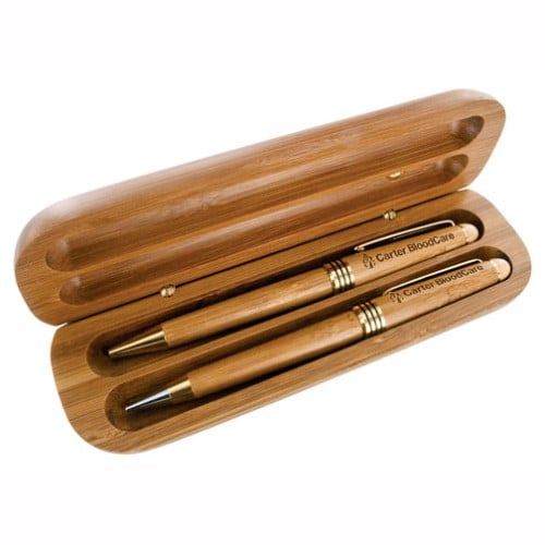 Alex Navarre Bamboo Ballpoint Pen and Pencil Set with Engraving