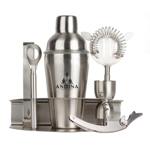 Wyndham House 7pc Stainless Steel Bar Set with Color Screen Print