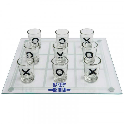 Maxam Shot Glass Tic-Tac-Toe Game with Glass Game Board with Print Service