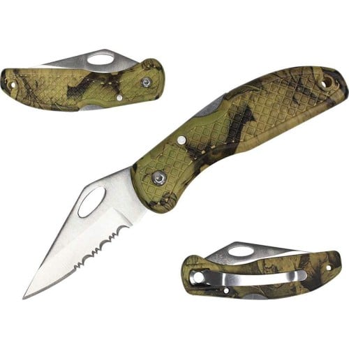 Maxam 4" Lockback Knife with Camouflage Handle and Belt Clip