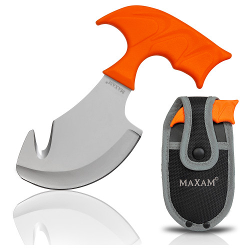 Maxam Fixed Stainless Steel Blade Skinning Knife with Nylon Sheath