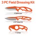 Hi Visibility Orange, 3-Piece Stainless Steel Field Dressing Kit