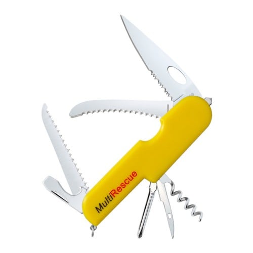 Multi-Function Knife with Stainless Steel Blades and Yellow Handle