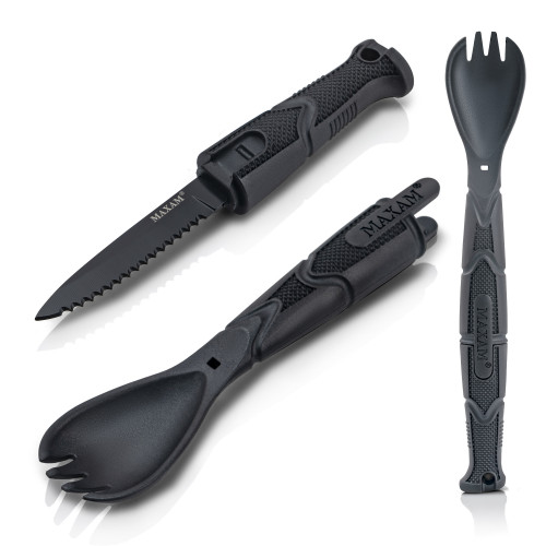 Tactical Spork, Spoon Fork Knife Combo with Stainless Steel Blade - SKSPORK