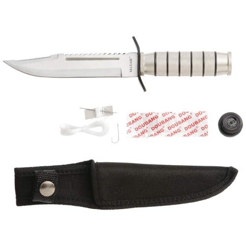 Maxam Fixed Stainless Steel Blade Survival Knife with Aluminum Handle