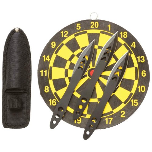 Rampant 4pc Knife Throwing Set with Double-Sided Dartboard