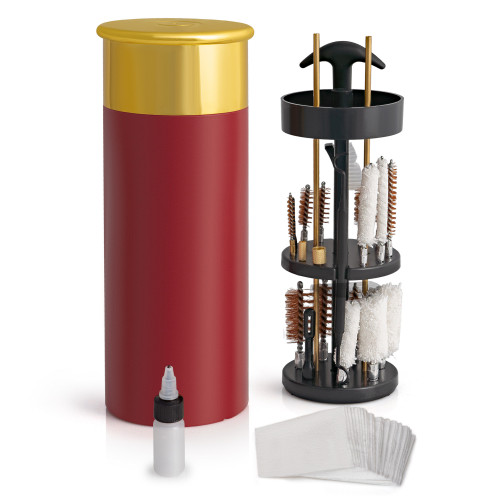 Gun Cleaning Kit with Aluminum Shotgun Shell-Shaped Storage Case