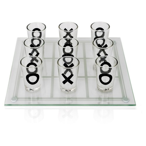 Maxam Shot Glass Tic-Tac-Toe Game with Glass Game Board