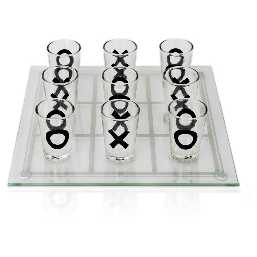Maxam Shot Glass Tic-Tac-Toe Game with Glass Game Board - SPTTT