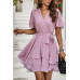 Chiffon Layer Hem Waist Tie Layer Hem Ruffle Dress - CC-WH3000069