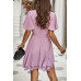 Chiffon Layer Hem Waist Tie Layer Hem Ruffle Dress - CC-WH3000069