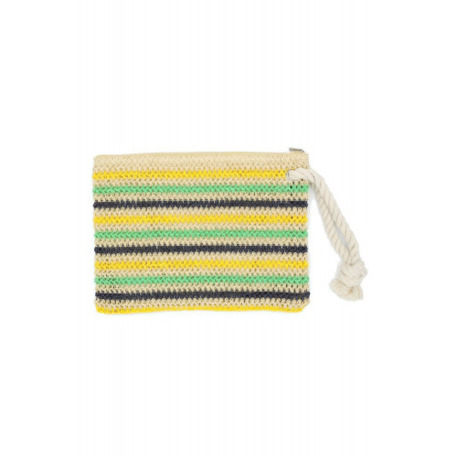 Rope Handle Multicolor Striped Straw Crochet Pouch Collection - CC-WH2001135