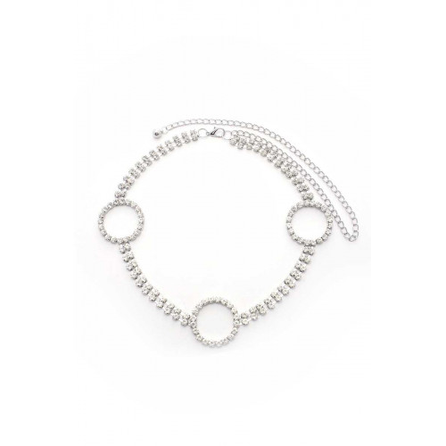 Crystal Embellished Circle 2 Line Chain Belt - CC-54889