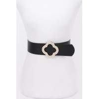 Pearl Metal Buckle Metallic Stretch Belt