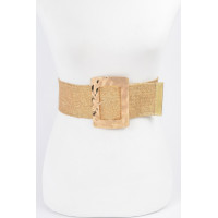 Rectangle Metal Buckle Stretch Straw Belt