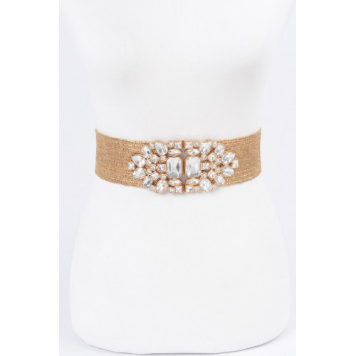 Multi Stone Metallic Straw Stretch Belt Collection - CC-WH2001090