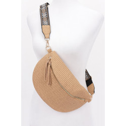 Faux Leather Fanny Pack W/ Multi Color Strap