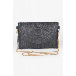 Straw Pom Pom Flap Bag