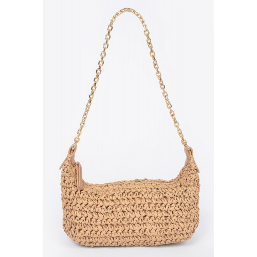 Faux Straw Zip Chain Shoulder Clutch Collection - CC-WH2000823