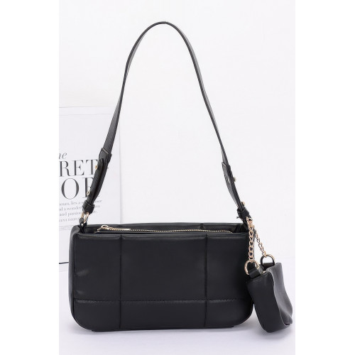 Quilted Faux Leather Shoulder Bag W/ Airpod Bag Collection - CC-WH2000778