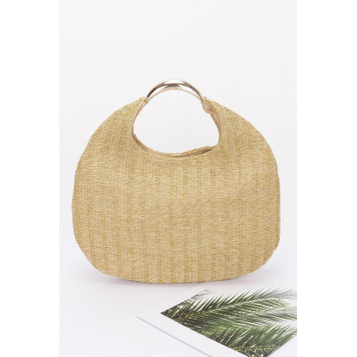 Faux Straw Metal Handle Hobo Bag Collection - CC-WH2000974