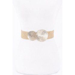 Round Metal Buckle Stretch Belt