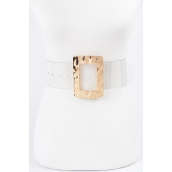 Rectangle Metal Buckle Clear Belt