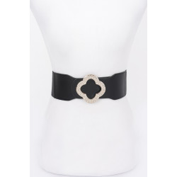 Faux Leather Metal Metal Buckle Stretch Belt