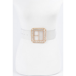 Stone Metal Buckle Clear Belt