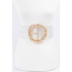 Big Vintage Round Metal Buckle Clear Belt