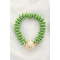 Ball Bead Wood Disc Bracelet