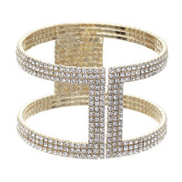 Crystal-studded I Shape Memory Wire Bracelet