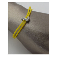 Multi colored rubber bracelets w/charm letters that spell out LOVE