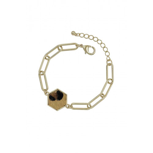 Alloy Clothing Pin Linked Leopard Haircalf Bracelet - CC-54885