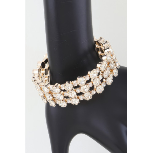 Triple Bejeweled Cuff Bracelet - Designer Style - CC-WH2001457