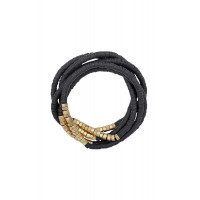 Metal Rubber Disc Bead Stretch Multi Bracelet 5 Pc Set